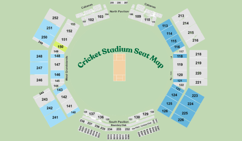 Nassau County Cricket Stadium Cricket Stadium Seat Map