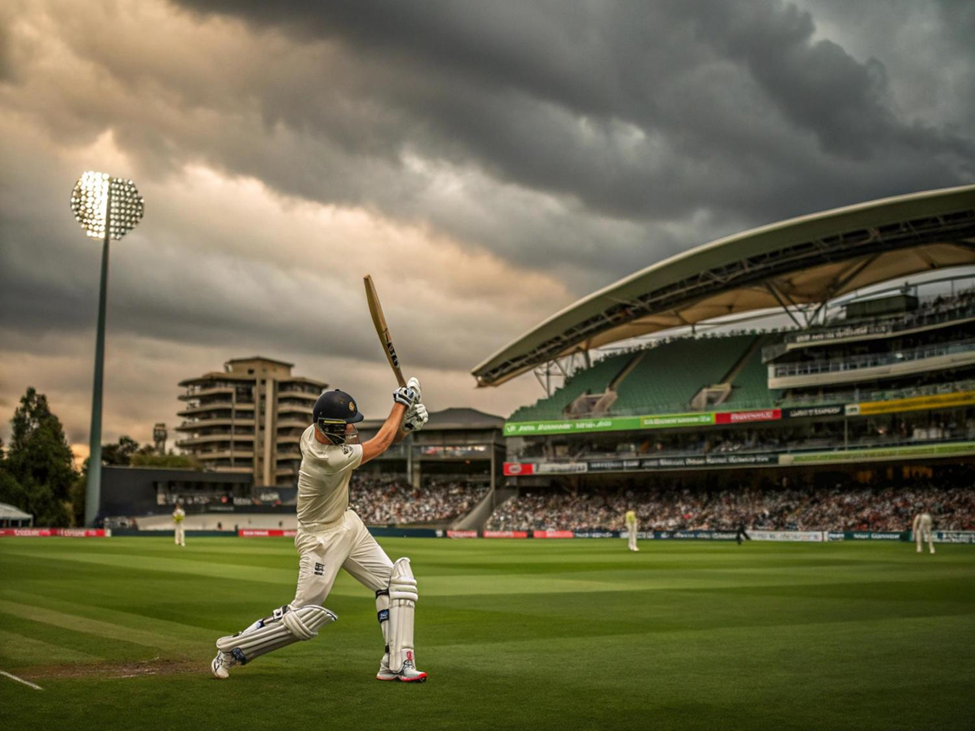 Cricket player on an open stadium